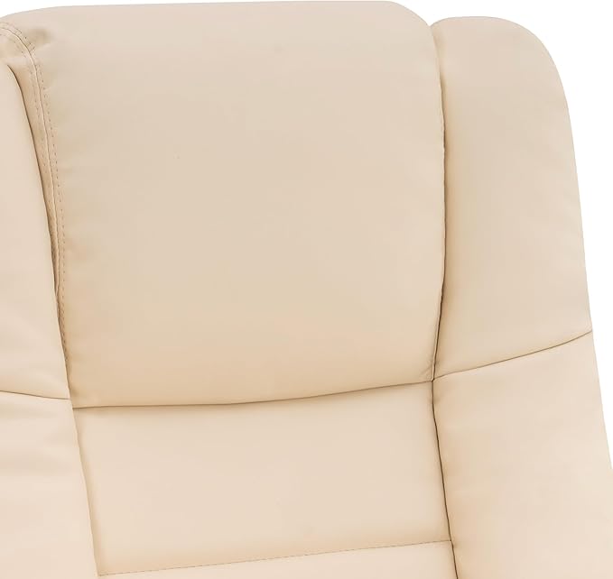 MCombo Swivel Recliner with Ottoman Chair, TV Chair Sets with Vibration Massage, for Small Space Living Room Bedroom 9096 9099 (Faux Leather, Cream White)