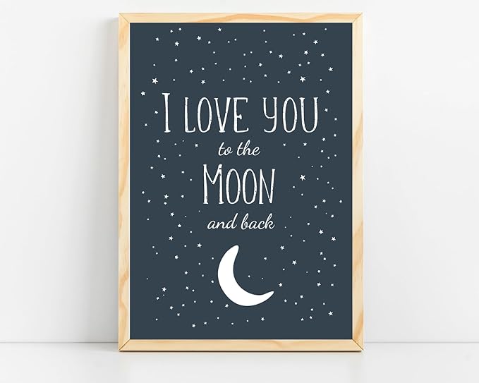 VUVUKU Space Nursery Print Themed Baby Boy Room Decor Outer Kids Wall Art I Love You To The Moon And Back Playroom