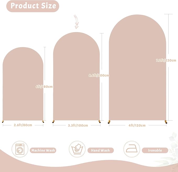 Nude Arch Backdrop Cover 6.6FT Spandex Fitted Wedding Arch Stand Covers Round Top Chiara Arch Covers Stretchy Backdrop Cover for Birthday Party Ceremony Banquet Decoration
