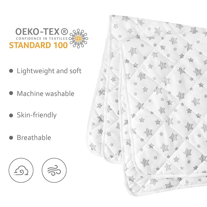 Baby Blanket for Boys and Girls, Soft Cozy Toddler Comforter Quilted with White Star Print, Ultra Soft and Comfortable Down Alternative Crib Comforter, 39x47 Inches