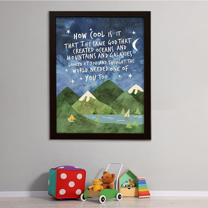 Same God Creation Wall Art,How Cool is it that the Same God Canvas Frame Print for Teen Boys Room Wall Decor,Woodland Mountain Nursery Wall Decor 24'' L x 18'' H