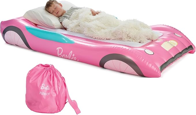 Barbie & FUNBOY Kids Sleepover Travel Bed & Air Mattress. Perfect for Sleepovers. Includes Carrying Storage Bag, Twin