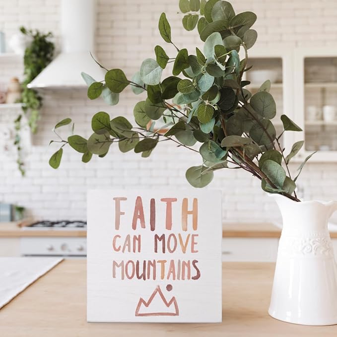 Boho Neutral Baby Girl Boy Nursery Decor - Inspirational Bible Verse Decor Wood Box Sign Desk Decor, Toddler Boy Girl Room Decor, Christian Desk Decor, Bible Verse Decor, 5x5