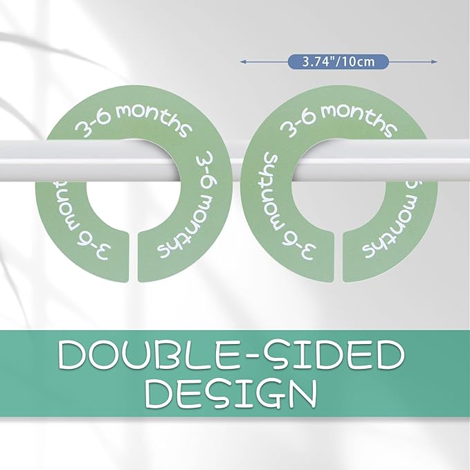 Baby Closet Dividers - Set of 8 Round Double-Sided Clothes Size Dividers from Newborn to Toddler, Gender-Neutral Baby Clothes organizer for nursery room decor
