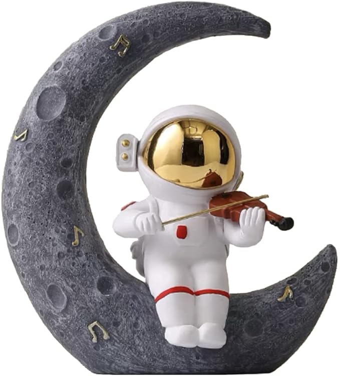 Paimuni Figurine Home Decor Resin Astronaut Statue Collectible Spaceman Sculpture Decorative Music Ornament for Desktop Bookshelf Office Living Room