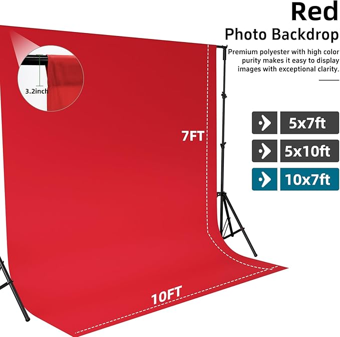 Red Backdrop,10x7FT Photo Backdrop for Photography Background Backdrops Curtain for Portraits Studio Photoshoot Party Screen Video Recording