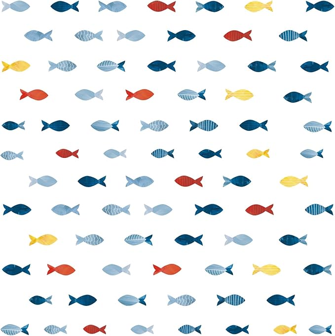 80 Pcs Creative Ocean Fish Wall Decals, Peel and Stick Blue Fish Wall Stickers, Vibrant Sea Life Watercolor Fishing Wall Decor for Kids Room Nursery Bedroom Playroom Classroom