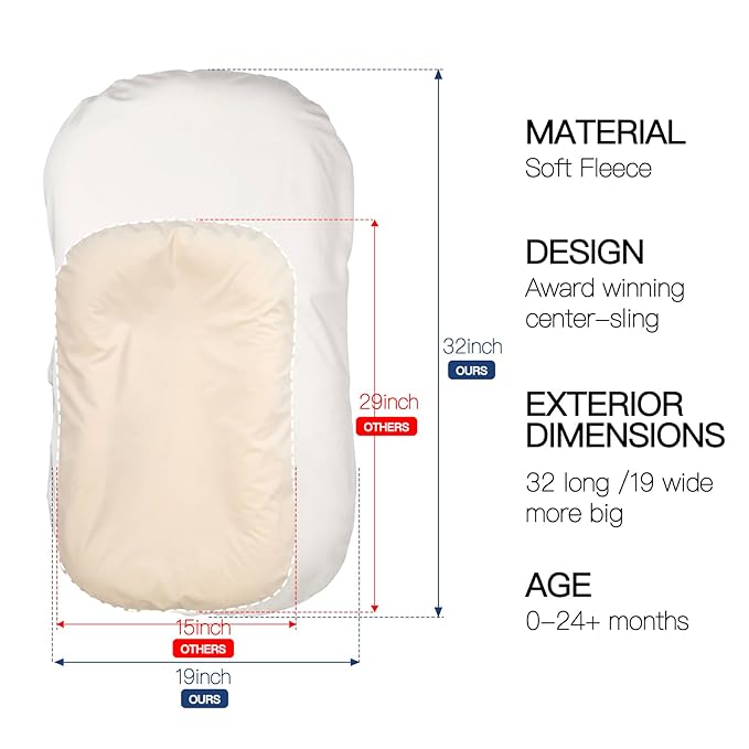 Baby Lounger for Newborn - Snuggle Cozy Me Lounger | Breathable Soft Cotton, 0-24 Months Portable Playtime Baby Nest, Newborn Baby Essentials Gifts- White (1 Lounger + 1 Cover)