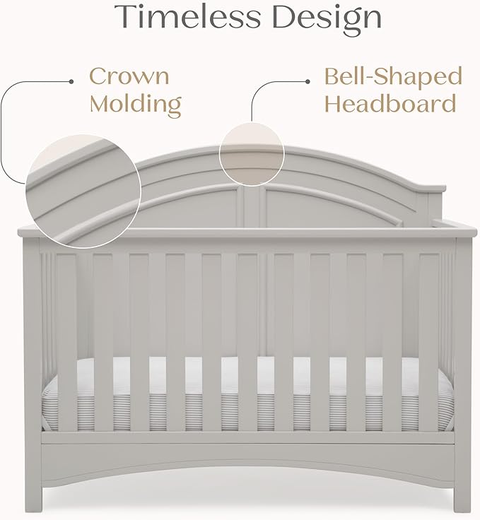 Delta Children Perry 6-in-1 Convertible Crib - Greenguard Gold Certified, Moonstruck Grey