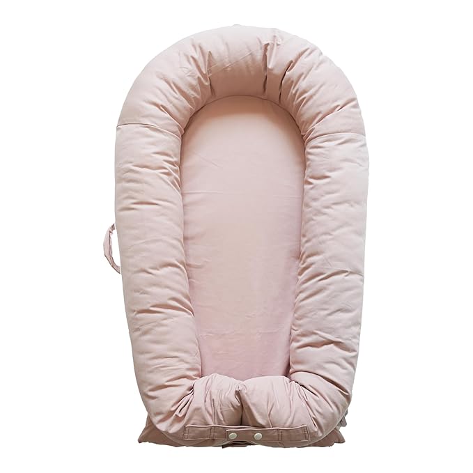 CooCooBaby Deluxe Infant Lounger, Baby Nest Cover for Baby Girls & Boys, Newborn Essentials for Baby 0-12 Months, 100% Cotton (DustyRose)