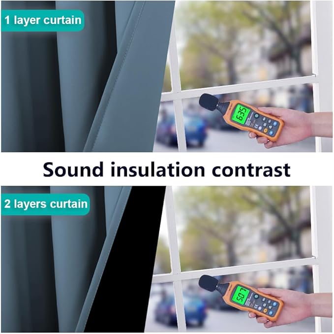 NICETOWN Extra Long Truly Blackout Drapes for Hall and Villa, 46" Width Each Panel, 45" Length, Smoky Blue, 2 Pieces, 100% Blackout Window Curtain Panels with Black Lined for Night Shift Worker