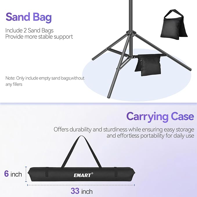 EMART 7 x 10 ft Adjustable Photography Backdrop Stand Kit with 9 x 6ft Black Curtain and Portable Large Format Screen with Polyester Material for Party, Live Game, Interviews, YouTube, TIK Tok