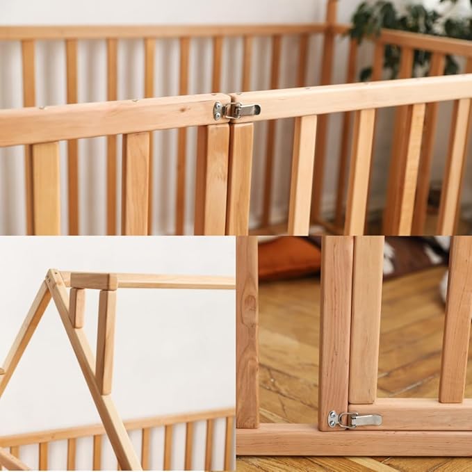 BUSY WOOD Montessori Bed for Toddlers - Floor Bed Frame Full - Floor Toddler Bed with Rails - Montessori Bed Queen- Floor Toddler Bed with Rails - Montessori Floor Bed Frame (Model 21)
