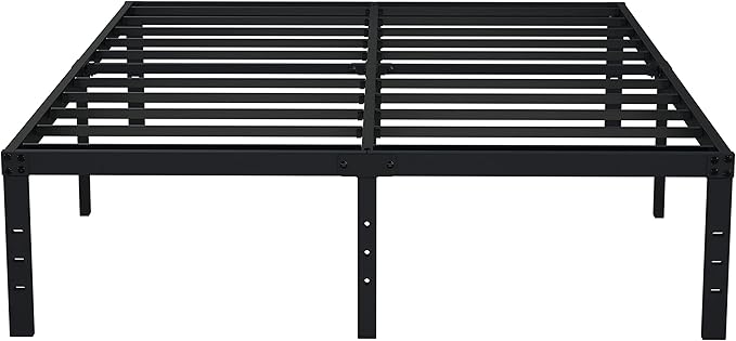 EMODA Full Size Bed Frame 16 Inch Heavy Duty Metal Platform Beds No Box Spring Needed with Sturdy Steel Slats Mattress Foundation, Easy Assembly, Noise Free, Black