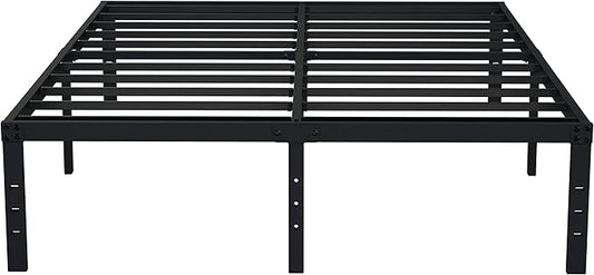 EMODA Full Size Bed Frame 16 Inch Heavy Duty Metal Platform Beds No Box Spring Needed with Sturdy Steel Slats Mattress Foundation, Easy Assembly, Noise Free, Black
