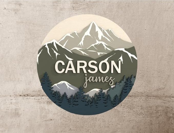 Personalised Baby Name – Space Themed Newborn Photo Prop – Snow Mountain Nursery Sign – 3D Name Announcement