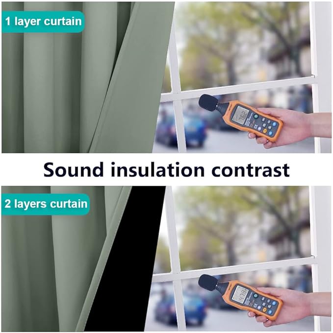 NICETOWN Full Shading Curtains 96 inches Long 2 Panels Set for Windows, Super Heavy-Duty Black Lined Blackout Curtains for Bedroom, Privacy Assured Window Treatment (Greyish Green, 55 inches W)
