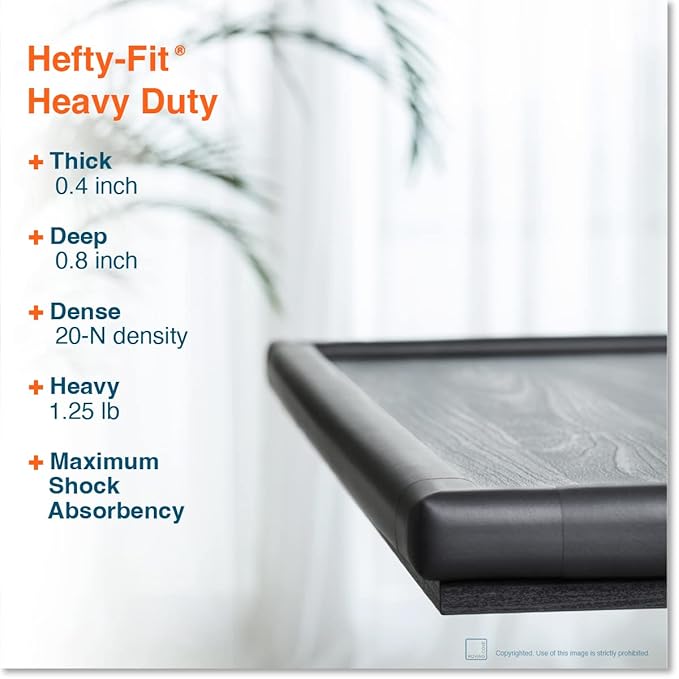 Roving Cove HeftyFit Edge Corner Protector Baby Proofing (Large 15ft Edge 4 Corners), Heavy-Duty, Soft NBR Rubber Foam, Furniture Fireplace Safety Bumper Guard, 3M Adhesive, Onyx Black