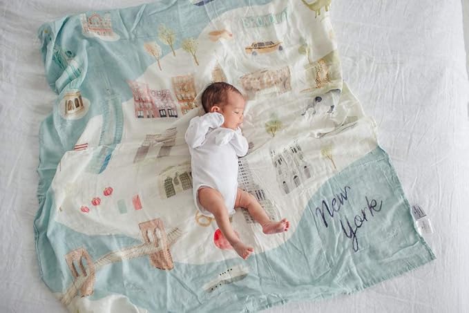 Loulou Lollipop Soft Baby Swaddle Blanket Muslin Wrap Receiving Blanket for Newborn to Toddler Girl and Boy, Large 47” by 47” - City - NYC…