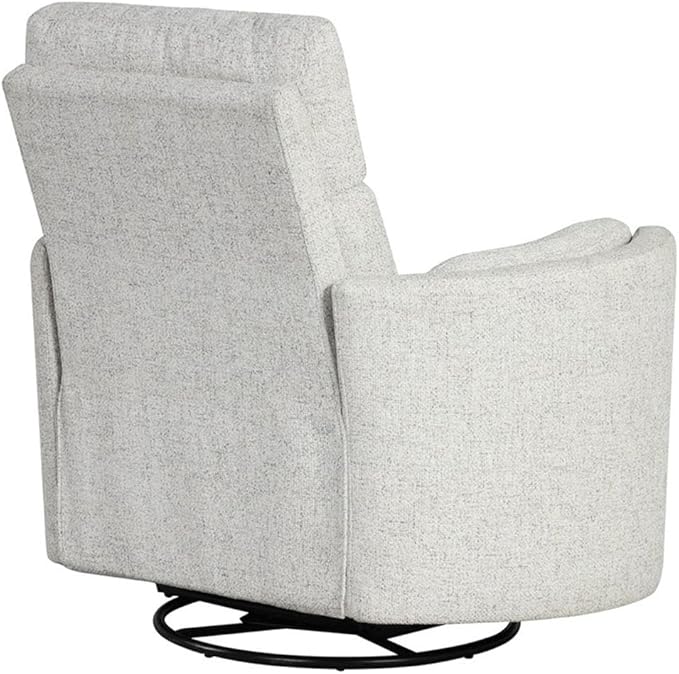 Pemberly Row Fabric Power Swivel Glider Recliner in Fossil Finish with USB Charging Ports and 2 Comfort Pillows for Living Room