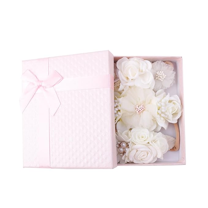 Baby Girl Floral Headband Nylon Flower Crown Elastic Hairband 3pcs Hair Accessories Gift for Girls，stretchy size 3pcs/set