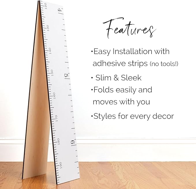Headwaters Studio Wooden Ruler Growth Chart for Kids, Boys & Girls - Height Chart & Height Measurement for Wall - Kids Nursery Wall Decor & Room Hanging Wall Decor - White