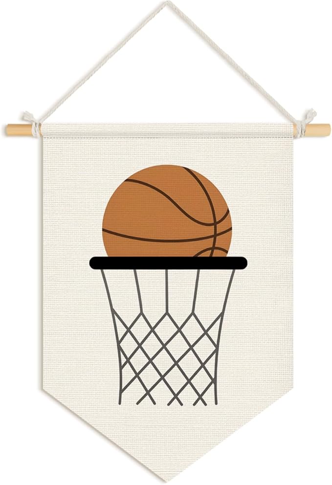 Wheatwin Boys Room Decor, Basketball Sports Wall Hanging Pennant Flag Banner, Basketball Wall Decor for Kids Boys Toddler Nursery Room Bedroom Playroom 15x11 Inch
