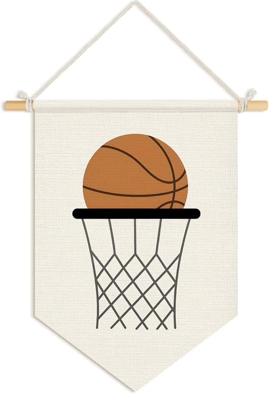 Wheatwin Boys Room Decor, Basketball Sports Wall Hanging Pennant Flag Banner, Basketball Wall Decor for Kids Boys Toddler Nursery Room Bedroom Playroom 15x11 Inch