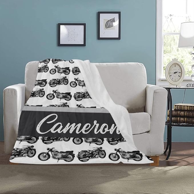 Personalized Baby Blanket with Name, Motorcycle Blanket with Name for Boys Girls, Best Gift for Baby Blanket, Baby Blankets for Boys Personalized, Baby Fleece Blankets for Boys