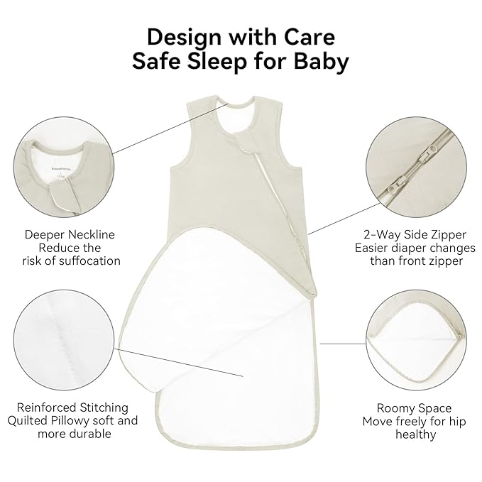 Rayon Made from Bamboo Sleep Sack 6-12 Months 1.0 Tog Ultra Soft Baby Wearable Blanket Toddler Sleep Sack for Babies Unisex Girl Boy 2-Way Zipper Baby Sleeping Bag Breathable Medium