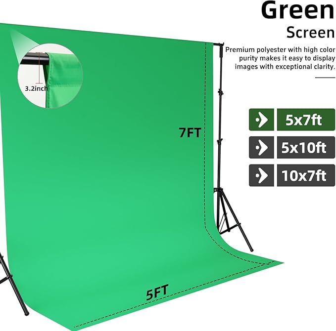 Green Screen Backdrop,5x7FT Green Photo Backdrop for Photography Chromakey Virtual GreenScreen Background Curtain for Streaming Gaming Studio Photoshoot Christmas Party Video Recording