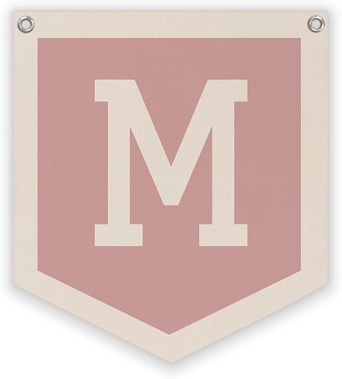 Lacama Pink Initial Personalized Preppy Banner, Baby Shower Decor Gifts, Wall Decor for Women Teen Girl, Vintage Room Decor Toddler Room Bedroom Playroom Front Door Birthday Gift(M)