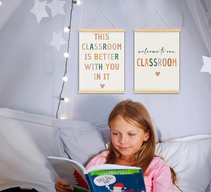ULEGIE Boho Classroom Decor Art Poster Hanger Frame - Classroom Decorations Elementary, Inspirational Wall Hanging Decor for Baby Kids Room School Home Bedroom, 2 Pack 12 x 16 Inches