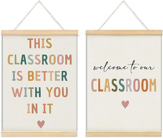 ULEGIE Boho Classroom Decor Art Poster Hanger Frame - Classroom Decorations Elementary, Inspirational Wall Hanging Decor for Baby Kids Room School Home Bedroom, 2 Pack 12 x 16 Inches