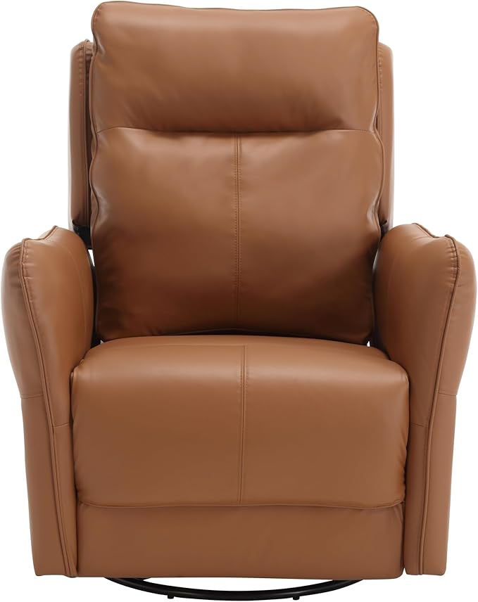MINCETA Power Recliner Chairs,Modern Upholstered 270 Swivel Nursery Rocker Glider Recliner for Living Room,Set of 2,PU Leather in Brown