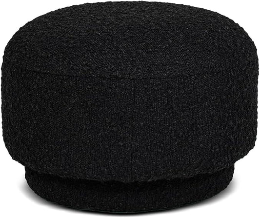 Jennifer Taylor Home Fuji 15" Mushroom Footstool Ottoman Modern, Ebony Black Boucle