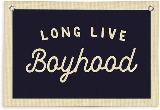 Lacama Long Live Boyhood Boys Room Decor, Boy Nursery Decor, Canvas Banner Wall Hanging Banner Flag Decor for Nursery Playroom Toddler Room, Boys Kids Rooms Decor, 30x20 Inch