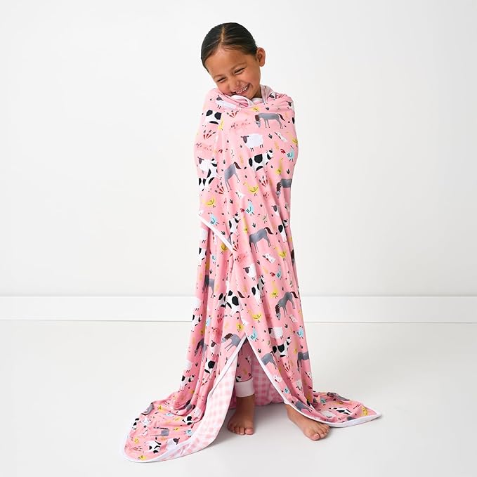 Little Sleepies Cloud Blanket, Soft Viscose from Bamboo Toddler & Baby Blanket for Boys & Girls, Lightweight, Perfect for Hot Sleepers, 50" x 50", Large (Pink Farm Animals)