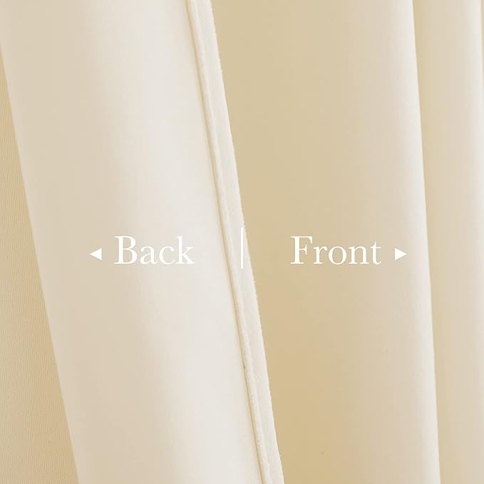 StangH Cream White Velvet Curtains - Back Tab Light Dimming Bedroom Curtains Luxury Privacy Protect Window Drapes for Living Room/Nursery Kids Room/Basement, W52 x L84 inches, 2 Panels