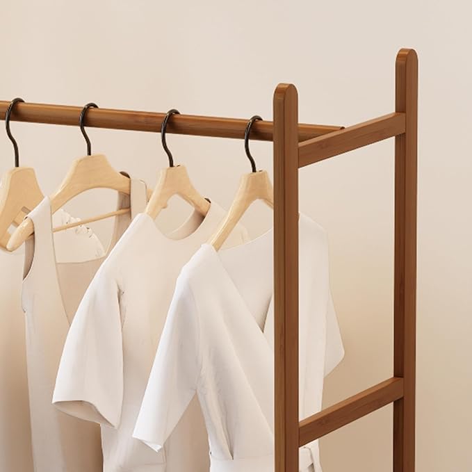 Clothing Rack with Shelves,Bamboo Clothes Rack,Tawny Clothes Rack Hanging,Drawers Hanging Racks,Garment Racks with Shelves (27.6inch Width Tawny)