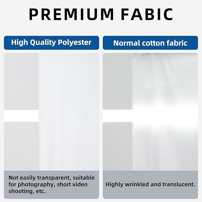 White Backdrop,5x10FT Photo Backdrop for Photography Background Backdrops Curtain for Portraits Studio Photoshoot Party Screen Video Recording