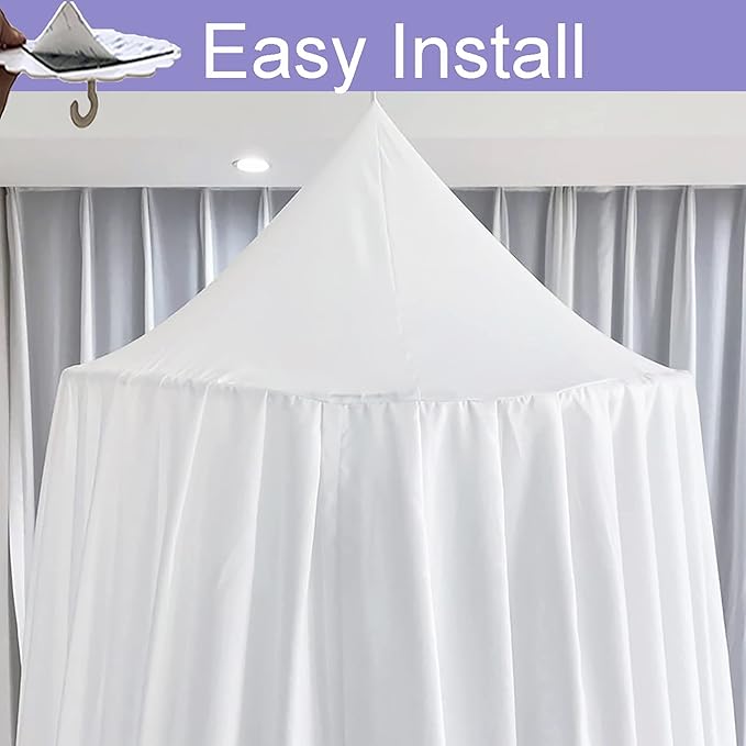 Extra Large Kids Bed Canopy for Girls Boys Bedroom Decor, Crib Nursery Hanging Light Blocking Reading Nook (Pure White)