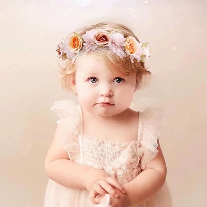 Hairband, 2pcs Children Girl Lace Headbands with Flower, Adjustable Size Hair Accessories Gift for Children (lace-7)