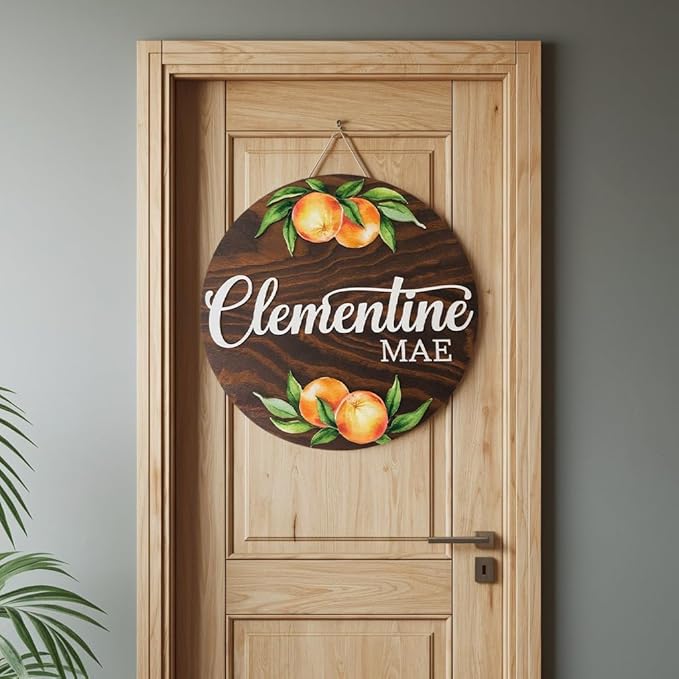 Personalized Wooden Name Signs for Nursery, Clementine Sign for Baby Door Decor, Newborn Gifts for Boy, Boys Nursery Wall Bedroom Decorations, Mother's Day Gifts for New Mom Dad Gift