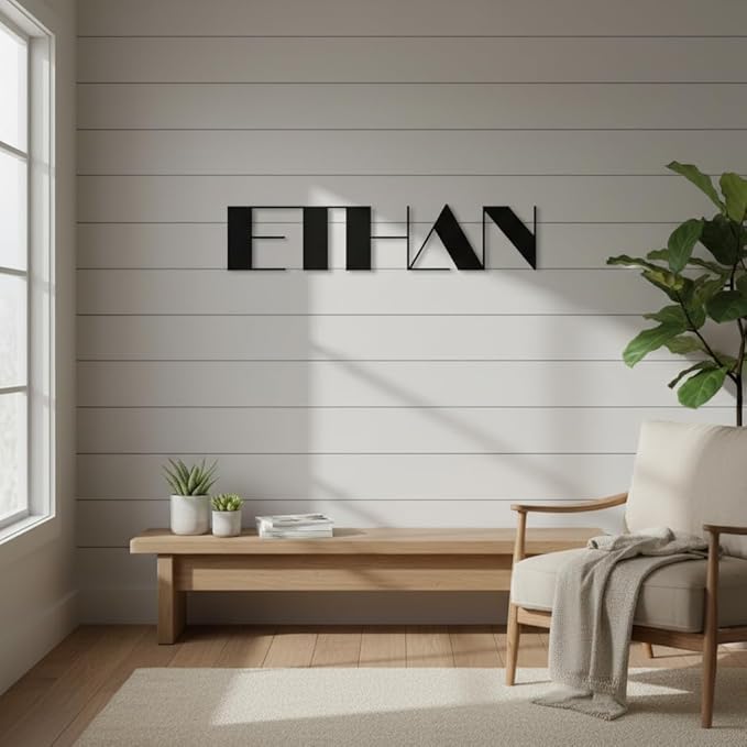 Custom Metal Name Sign – Custom Name Sign Baby – Personalized Bold Block Name Wall Decor, Modern Laser Cut Iron Words For Nursery, Wedding Backdrop & Home Decoration Gift (8"-22")