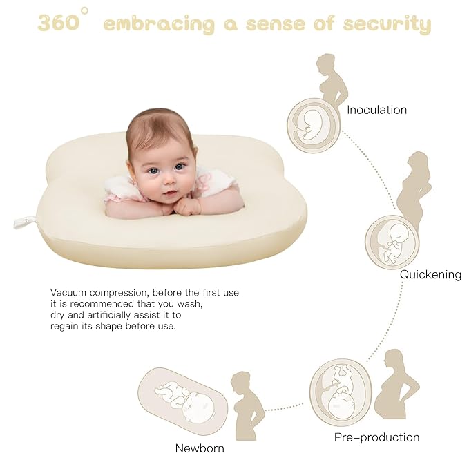 Lucakuins Baby Lounger, Bionic Design Baby Lounger for Newborn 0-24 Months, Soft Organic Cotton Breathable Lounger for Infants (White Newborn Lounger)