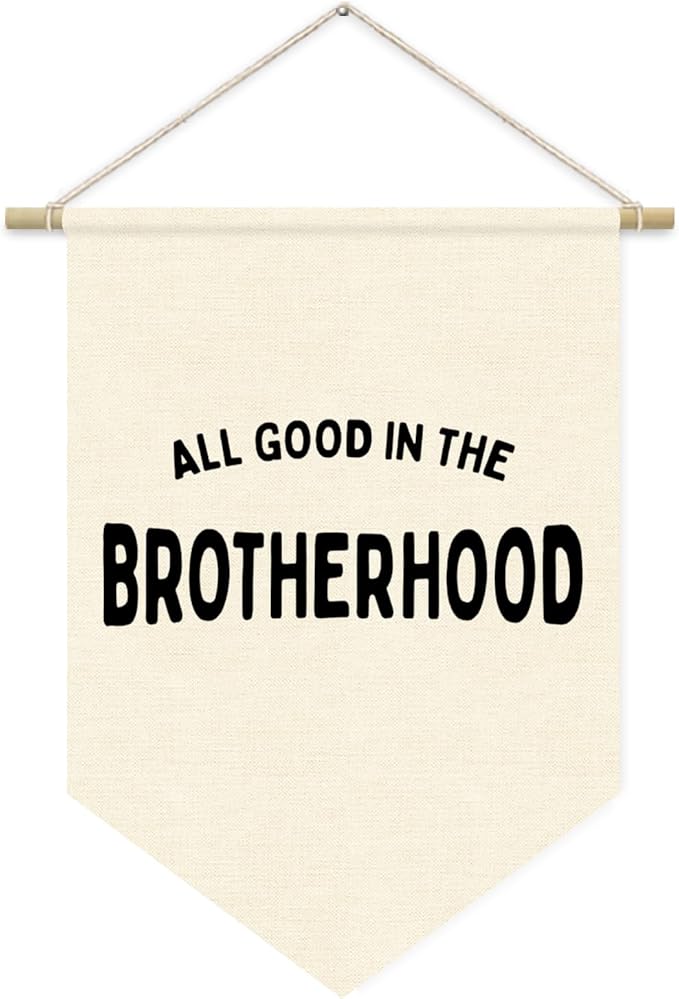 Boy Nursery Decor, Playroom Wall Decor, Brotherhood Wall Hanging Pennant Flag Banner Decor for Nursery Classroom Playroom Kids Room, Playroom Essentials