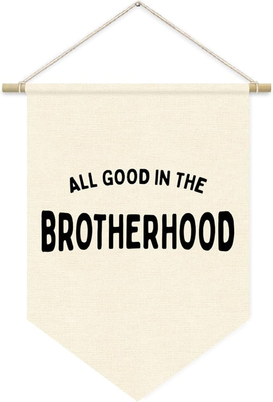 Boy Nursery Decor, Playroom Wall Decor, Brotherhood Wall Hanging Pennant Flag Banner Decor for Nursery Classroom Playroom Kids Room, Playroom Essentials