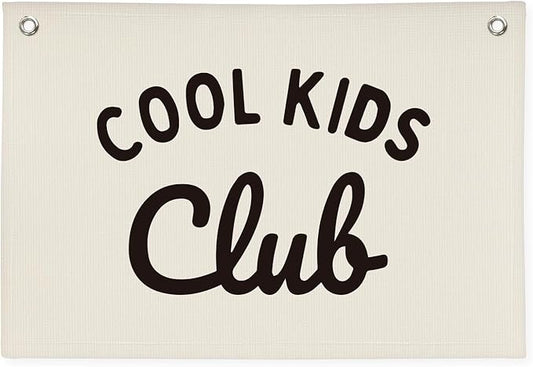 Playroom Wall Decor Cool Kids Club, Kids Playroom Decor, Linen Banner Wall Hanging Banner Flag, Classroom Decorations, Baby Shower Gifts 30x20