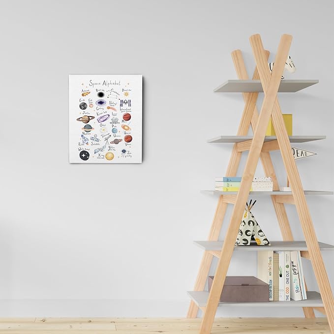 Ryeolo Space Wall Art - Outer Space Decor, Nursery Alphabet, 12x16 Inches